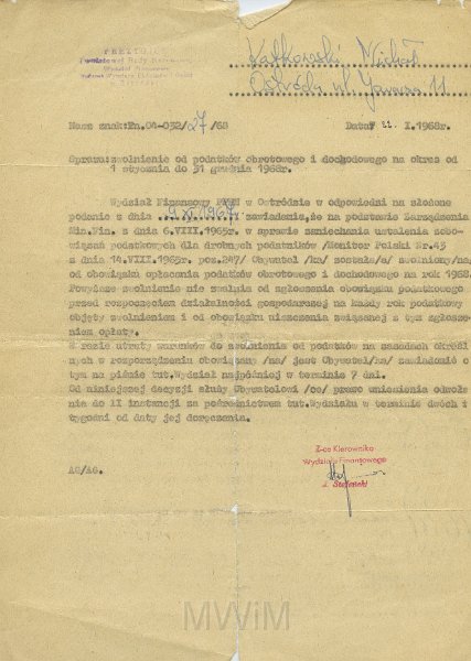 KKE 5556.jpg - Dok. Sprawozdanie dotyczące podatku obrotowego i dochodowego za okres 1 I/31 XII 1968 r. wystawione dla Michała Katkowskiego, Ostróda, 22 I 1968 r.